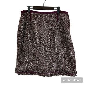 NWT Talbots Women 16WP Purple Herringbone Wool Blend Knee Length Pencil Skirt